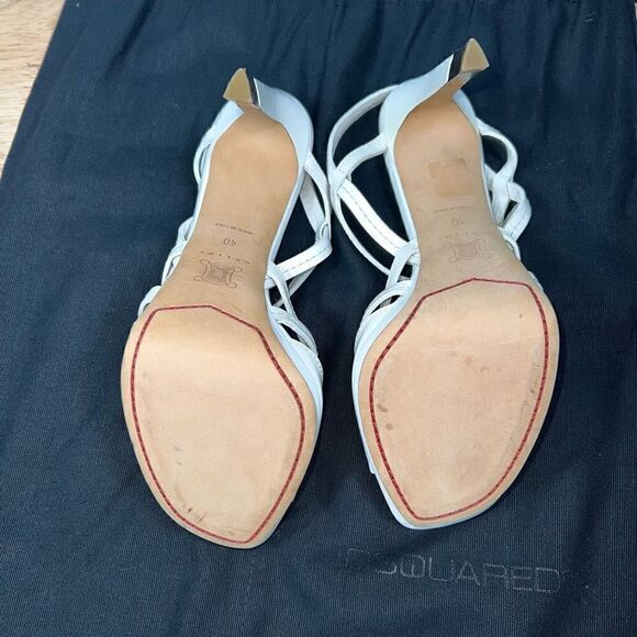 Celine, White Stiletto High Heeled Strappy Sandal Pumps Ankle Buckle Women’s 9.5 - Picture 6 of 9